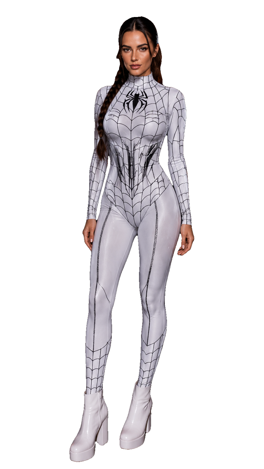 Enterizo disfraz Mujer Araña Blanco de frente